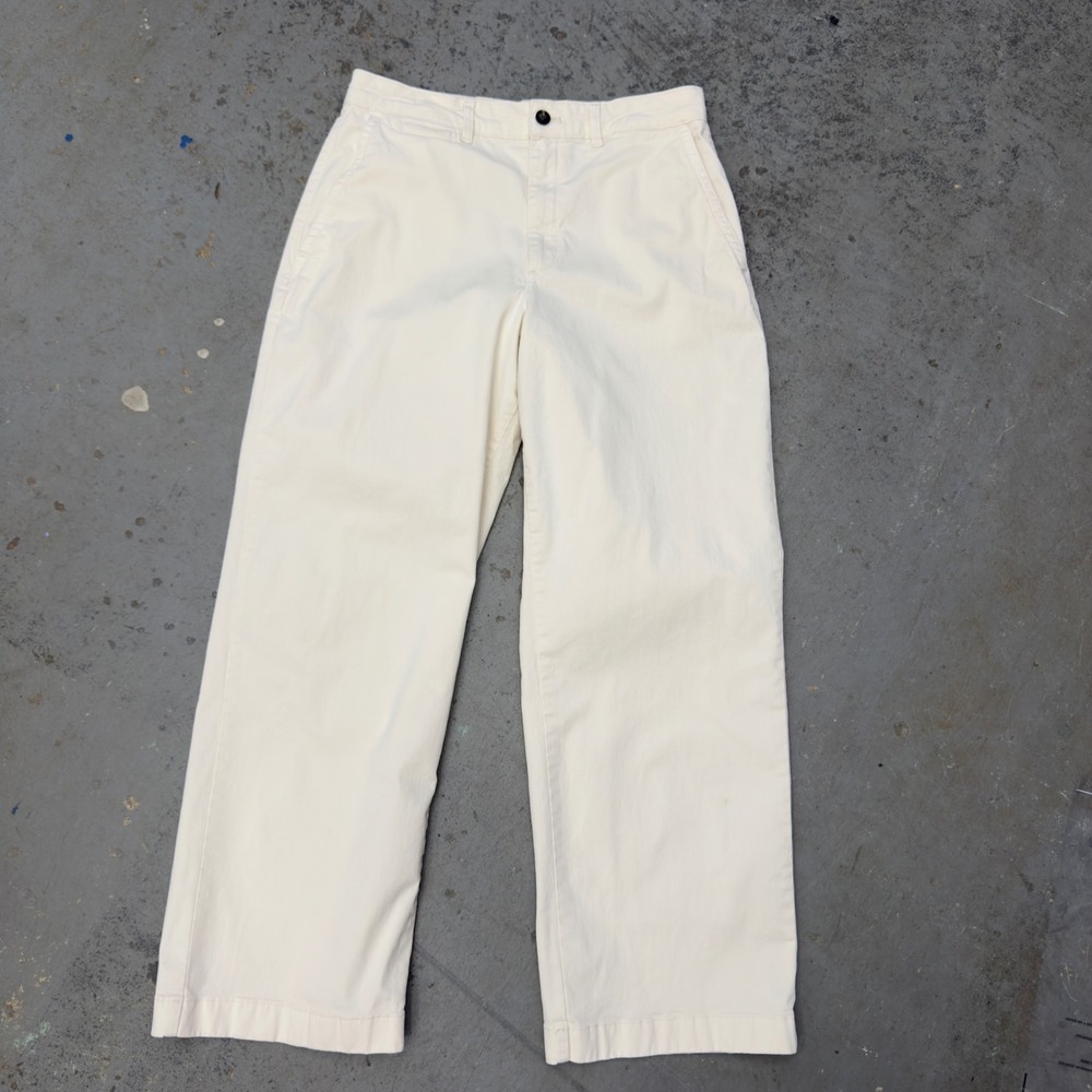 Everlane Wide Leg Chino Birch Cream Organic Cotton Pants Size 10 High Rise
